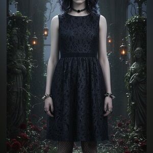 Lauren Ralph Lauren 6P Black Lace Fit & Flare Cocktail Dress Petite Shimmer 🖤✨